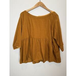 Maeve Maria Corduroy Top Peplum Bottoms On Back Brown Anthropologie Sz Small